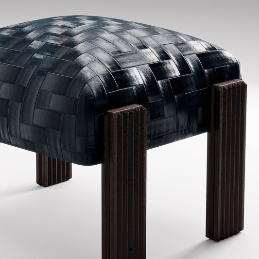 Woven Leather Ottoman