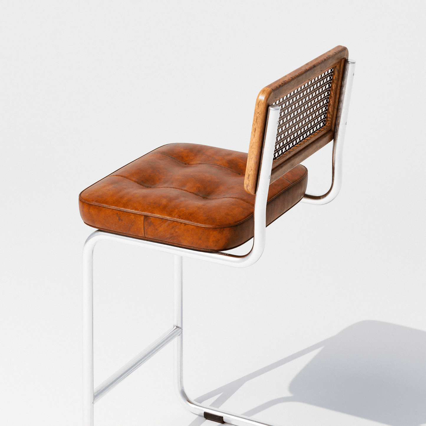 Mid Century Leather Barstool