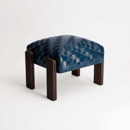 Woven Leather Ottoman
